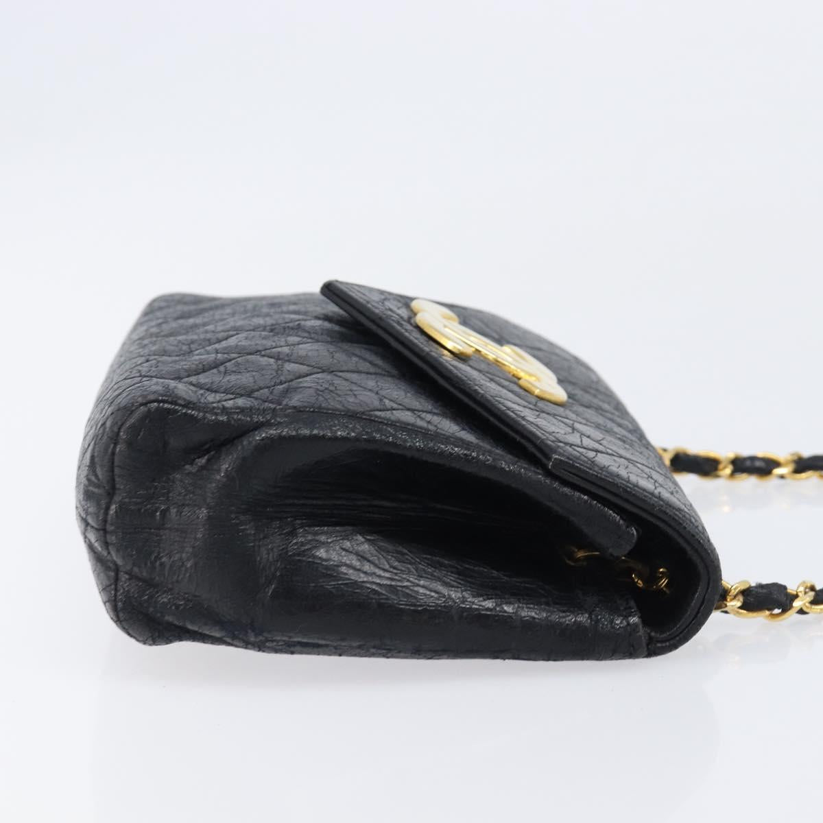 CHANEL Matelasse Chain Shoulder Bag Leather Black Gold CC Auth 145073