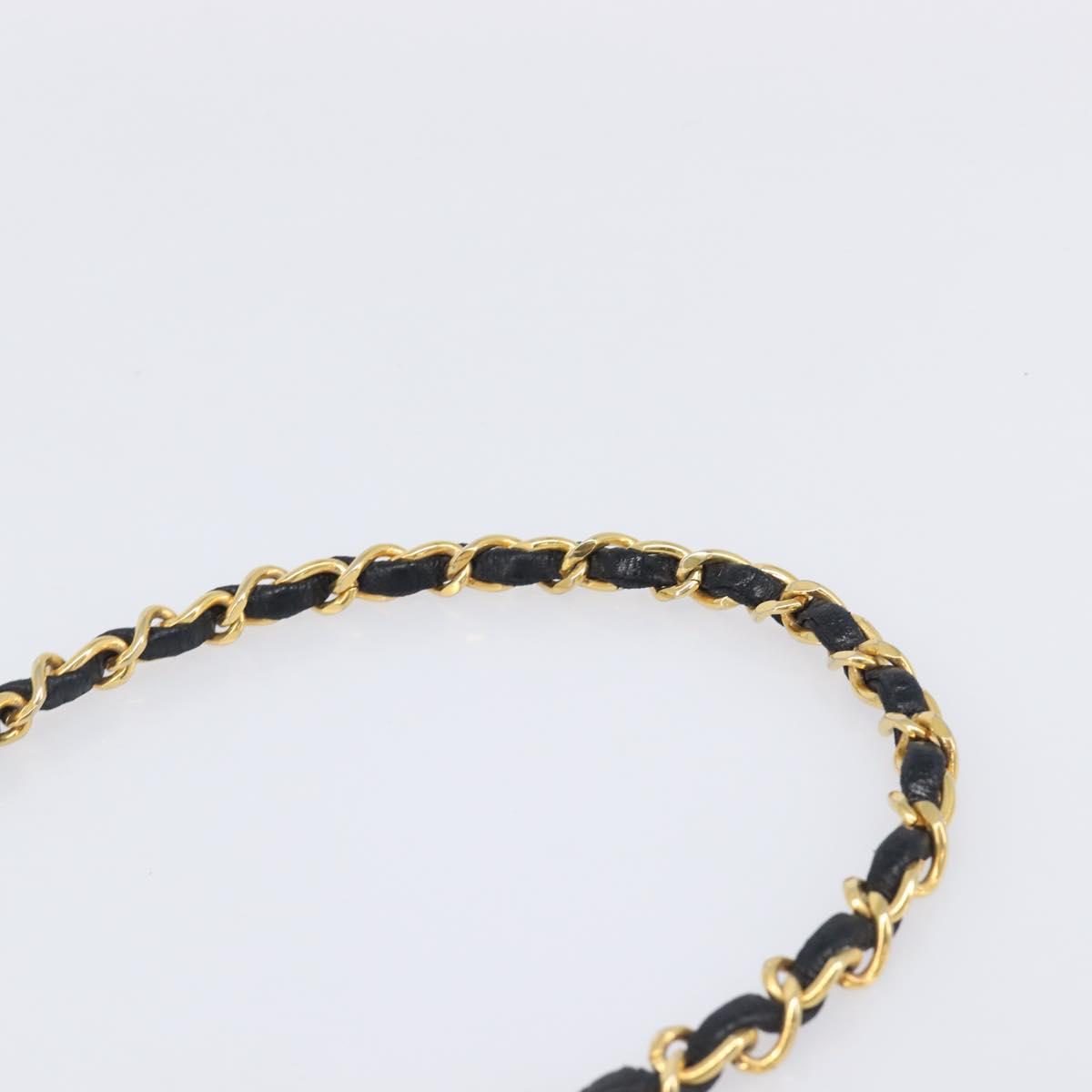 CHANEL Matelasse Chain Shoulder Bag Leather Black Gold CC Auth 145073