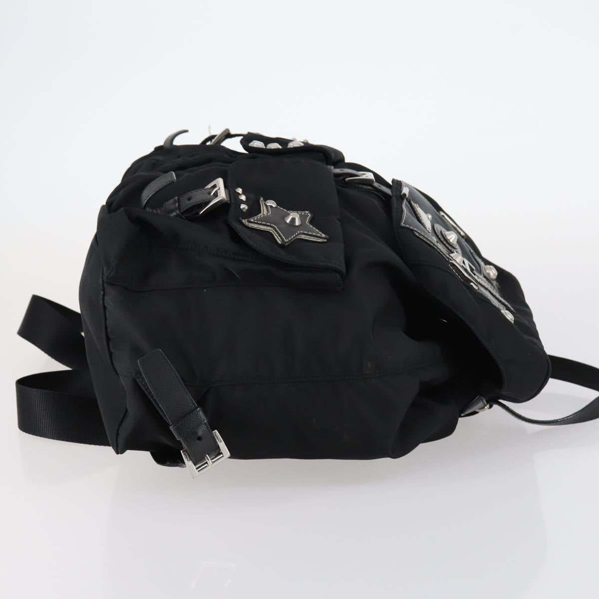 PRADA Backpack Nylon Black Silver Auth 145074