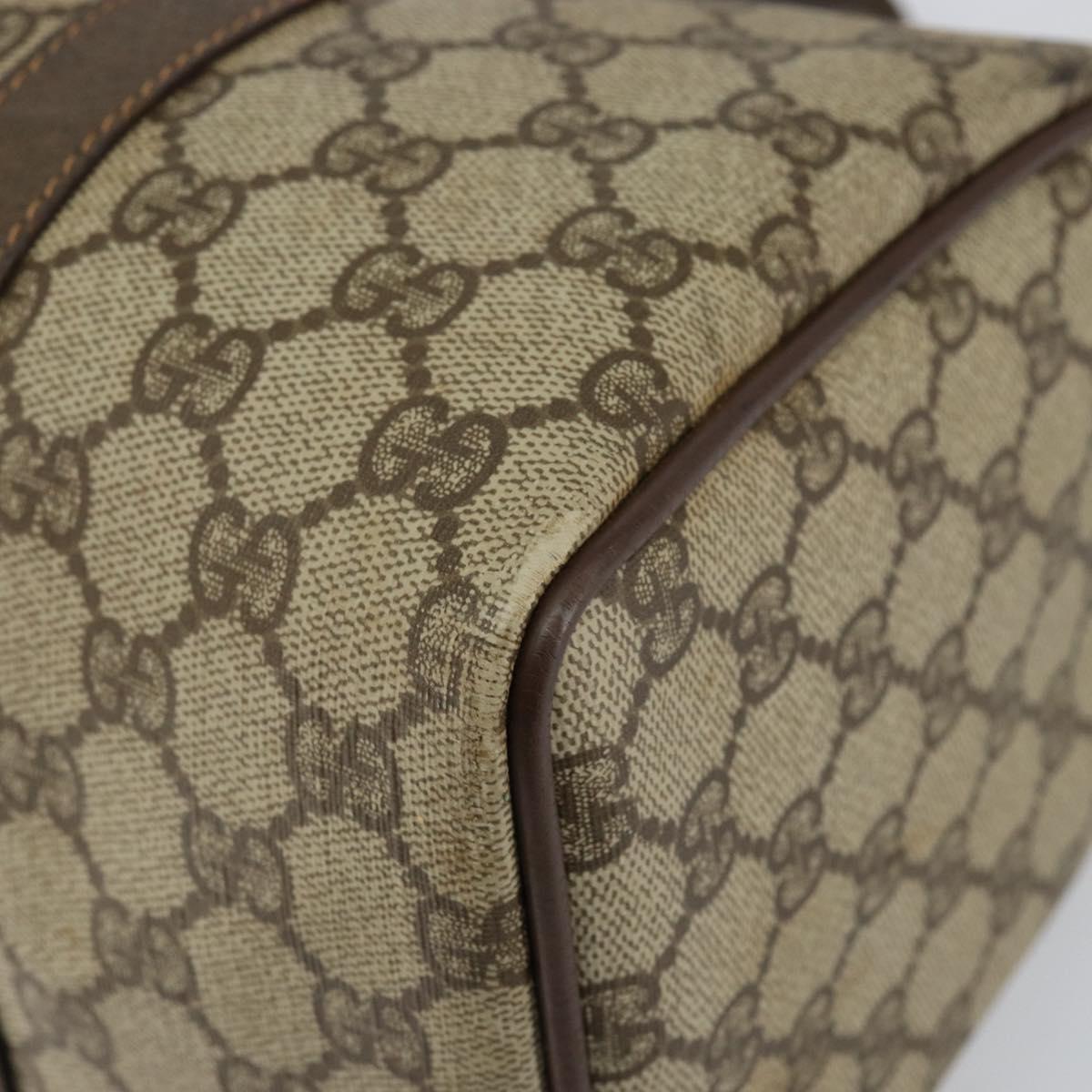 GUCCI GG Supreme Web Sherry Line Boston Bag PVC Beige Gold Auth 145080