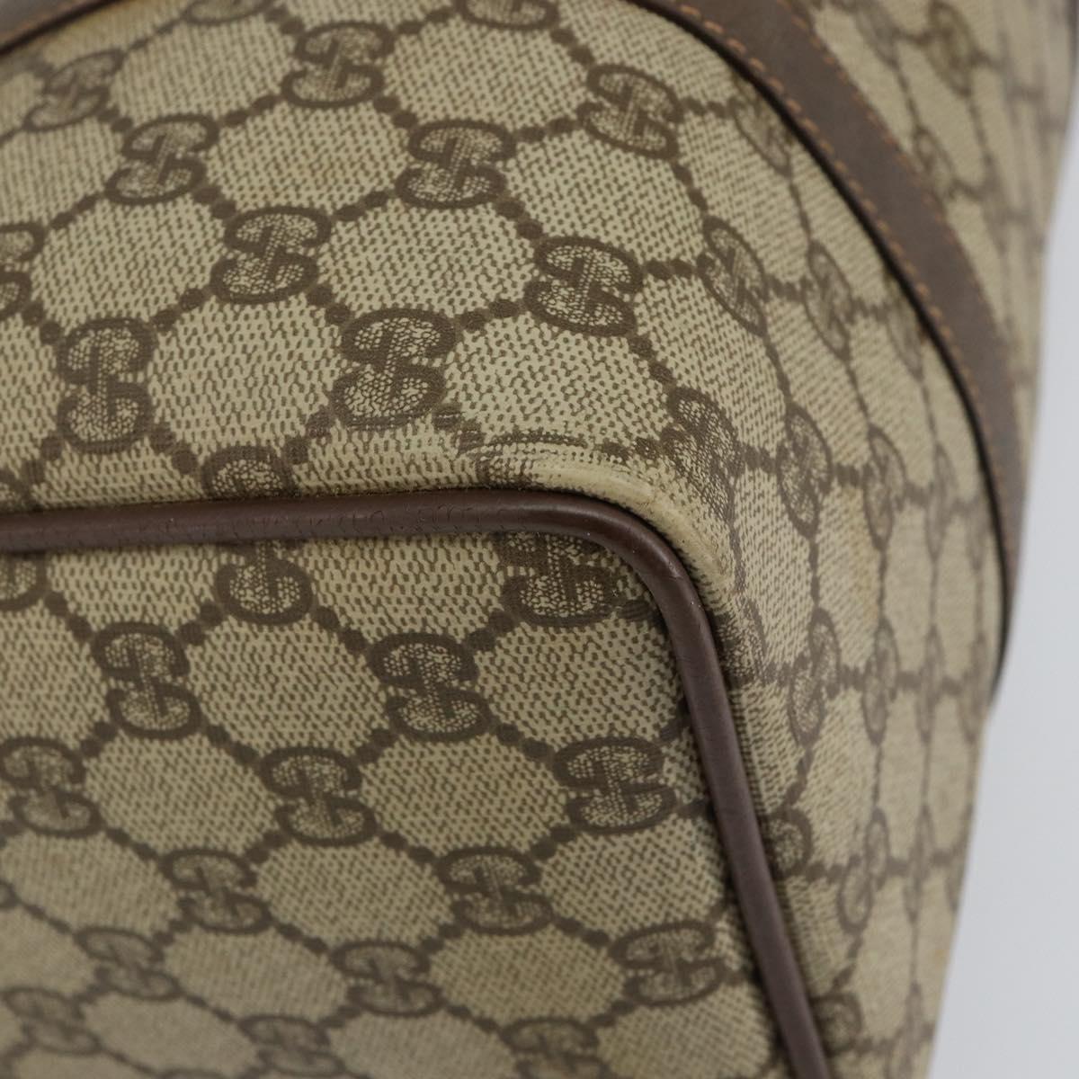 GUCCI GG Supreme Web Sherry Line Boston Bag PVC Beige Gold Auth 145080