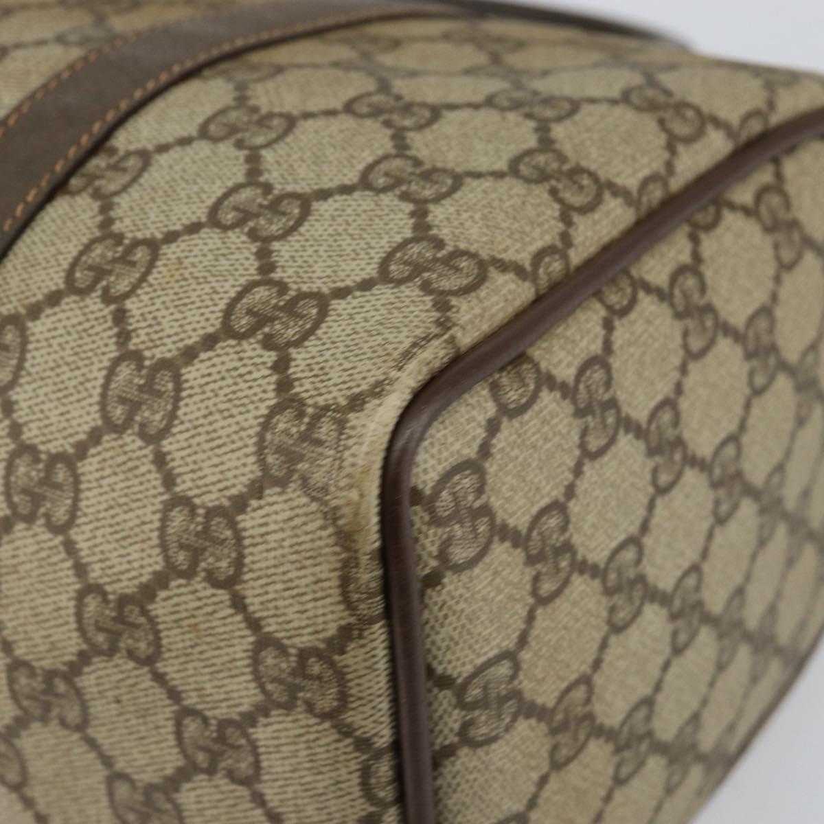 GUCCI GG Supreme Web Sherry Line Boston Bag PVC Beige Gold Auth 145080