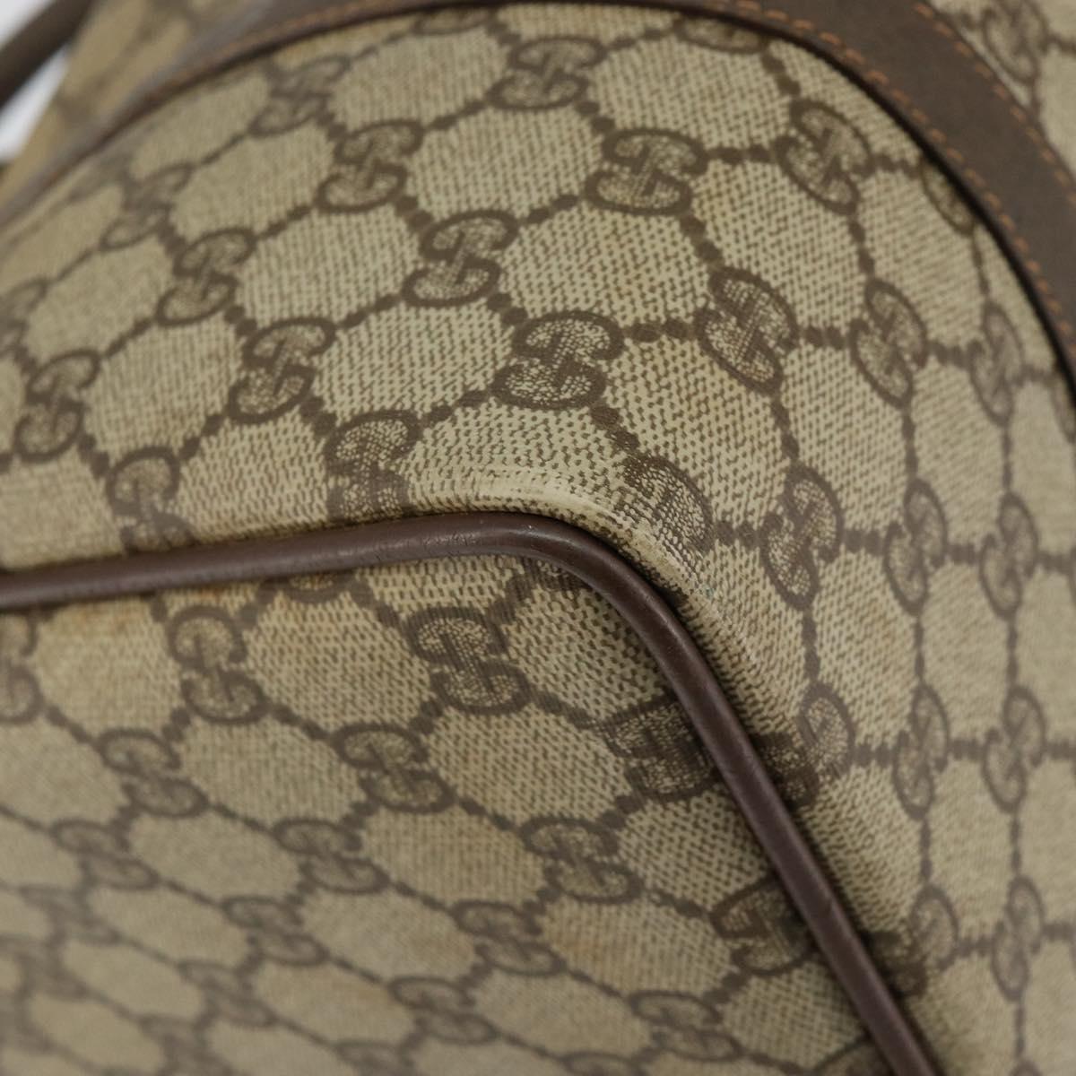 GUCCI GG Supreme Web Sherry Line Boston Bag PVC Beige Gold Auth 145080