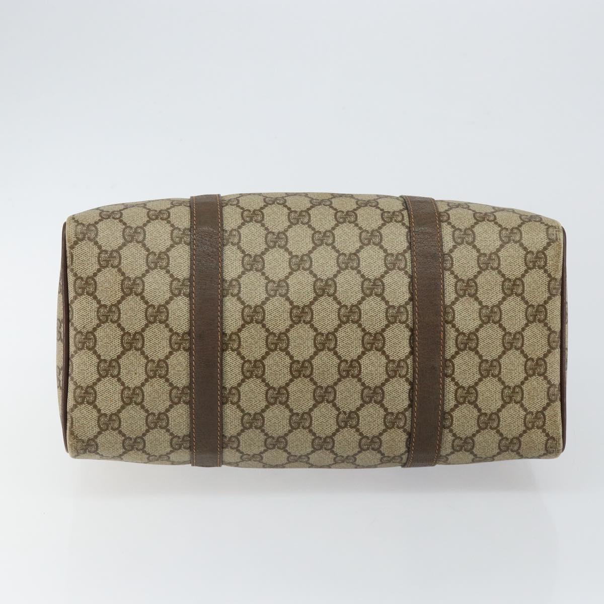 GUCCI GG Supreme Web Sherry Line Boston Bag PVC Beige Gold Auth 145080