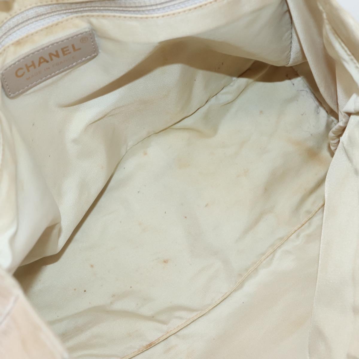 CHANEL New Travel Line Tote Bag Nylon Beige Gold CC Auth 145082