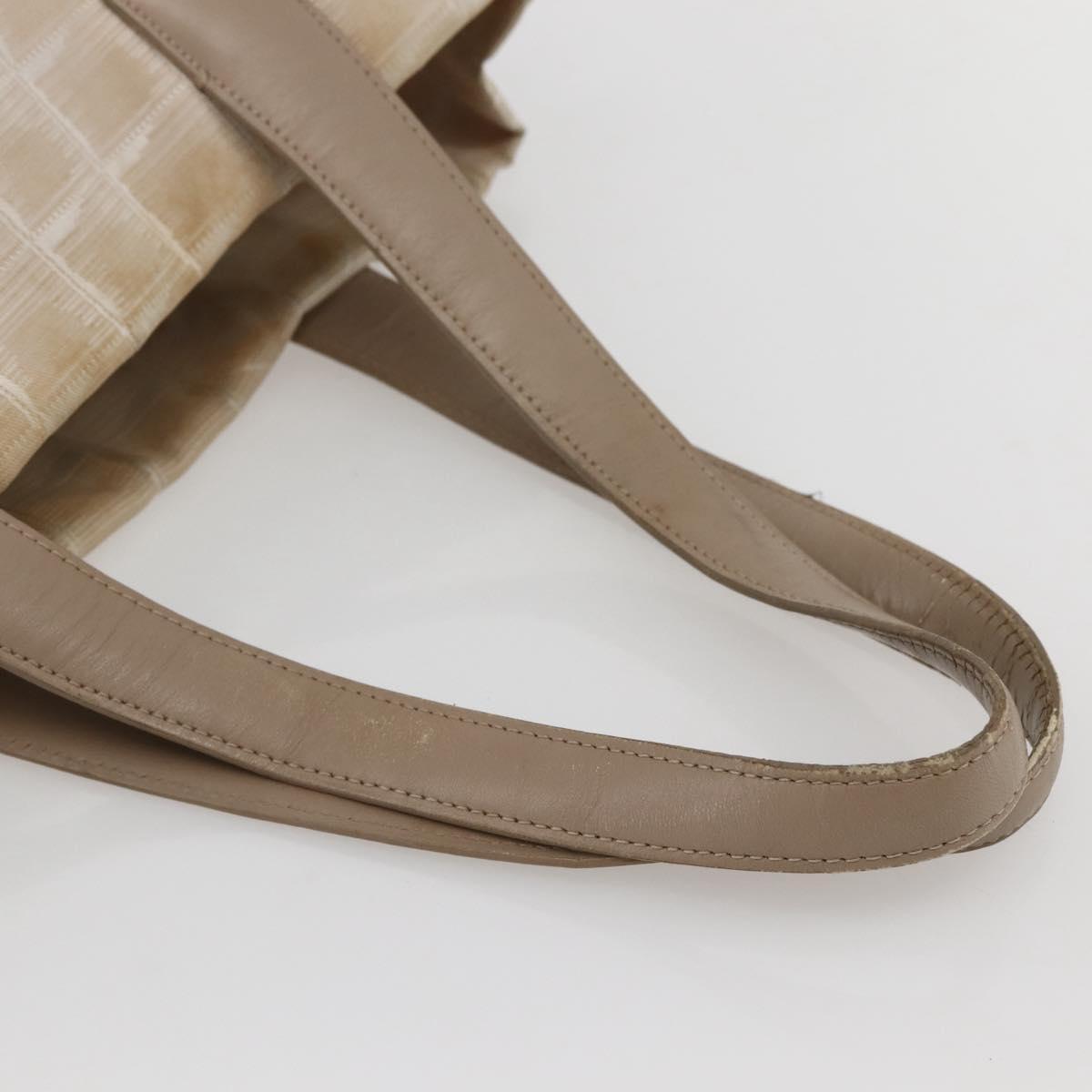 CHANEL New Travel Line Tote Bag Nylon Beige Gold CC Auth 145082