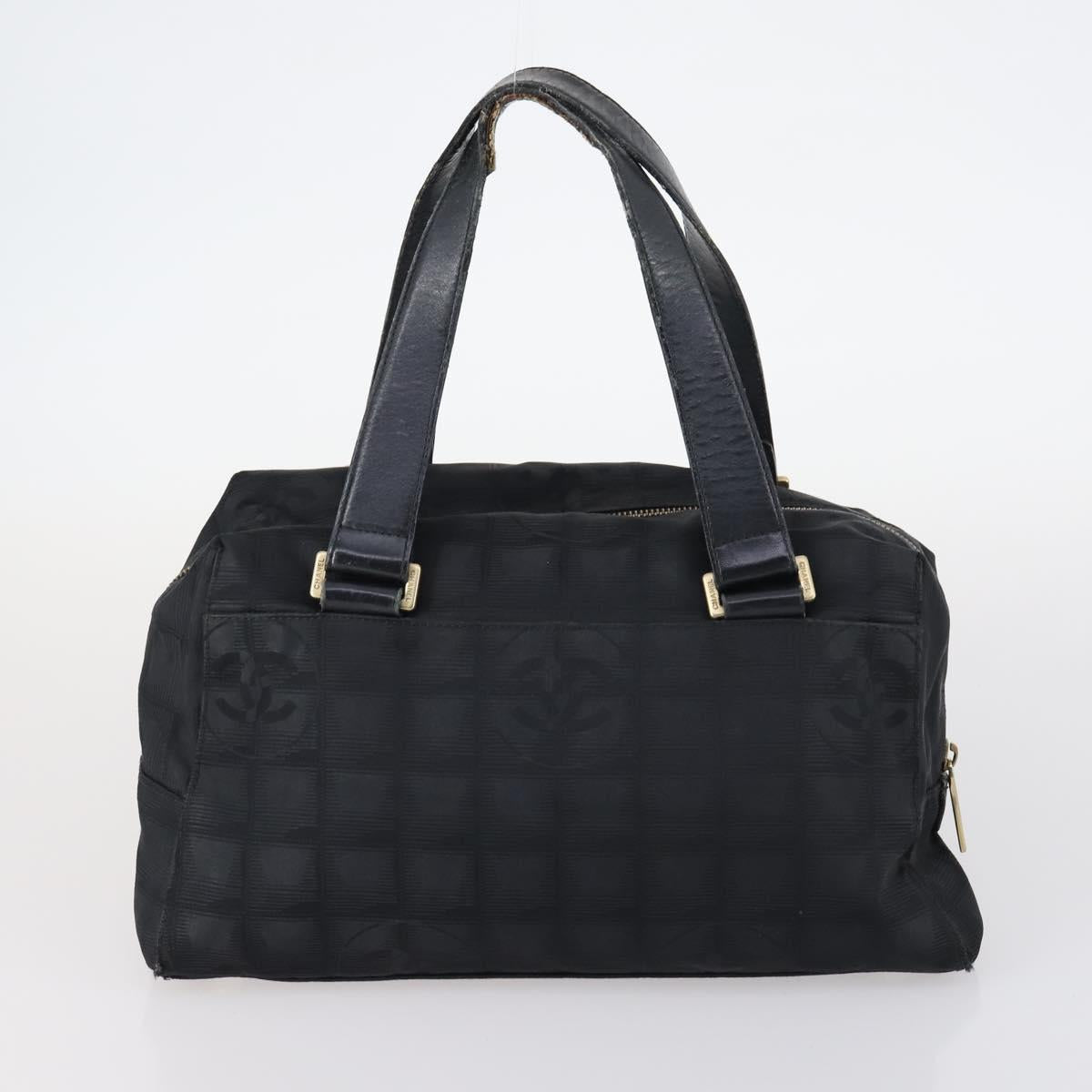 CHANEL New Travel Line Tote Bag Nylon 2Set Black Beige CC Auth 145095