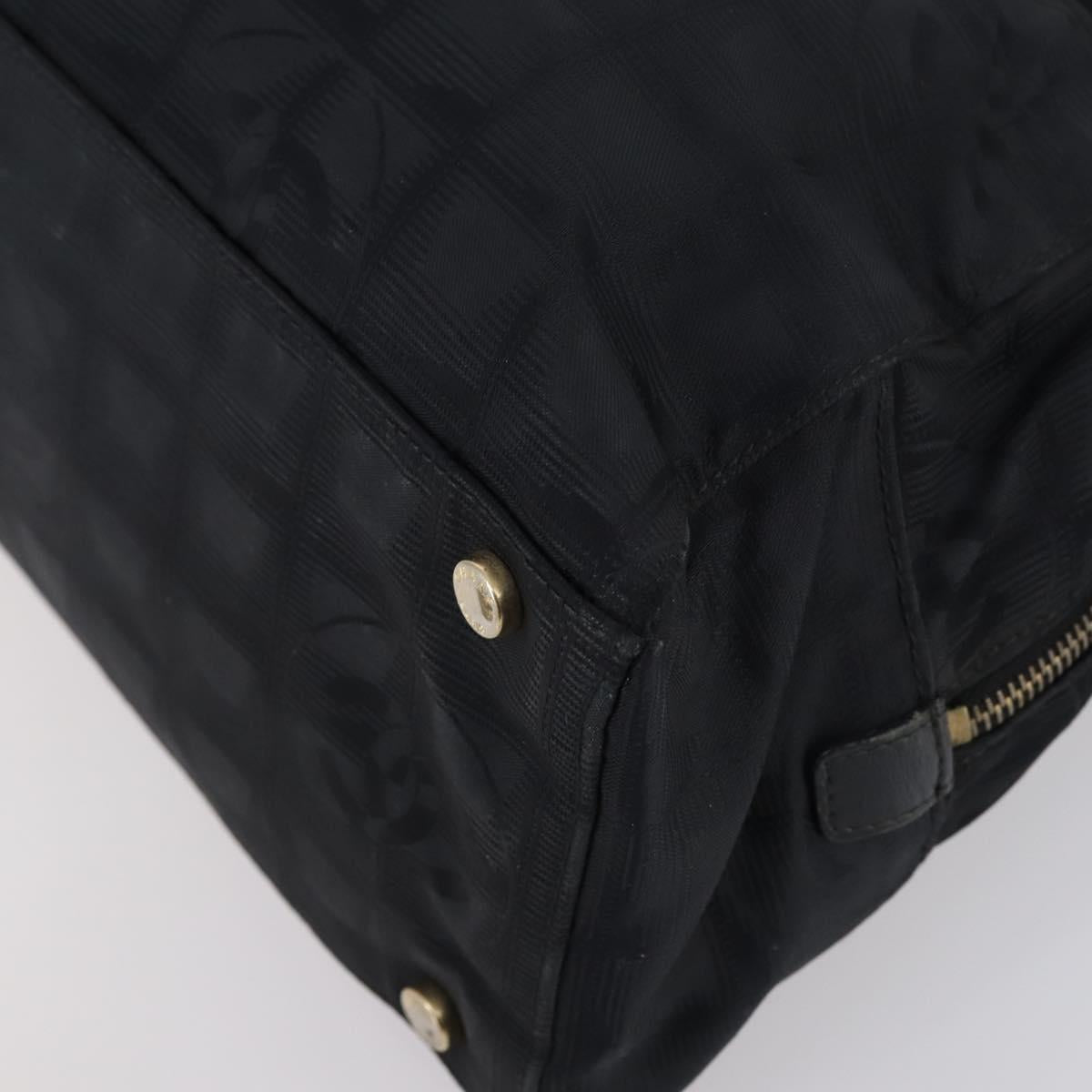 CHANEL New Travel Line Tote Bag Nylon 2Set Black Beige CC Auth 145095