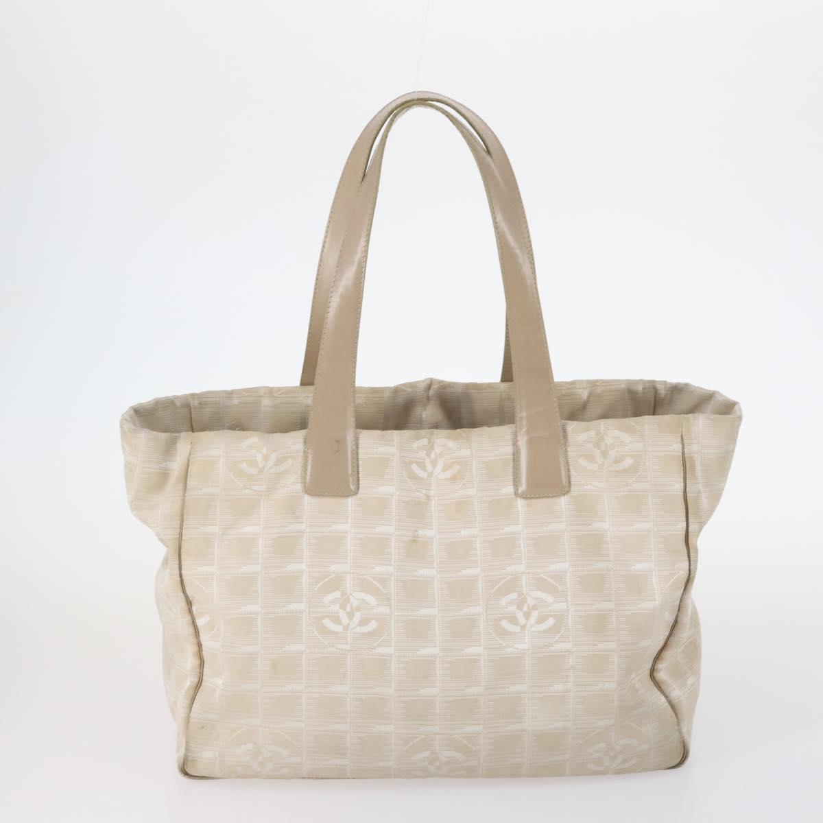 CHANEL New Travel Line Tote Bag Nylon 2Set Black Beige CC Auth 145095