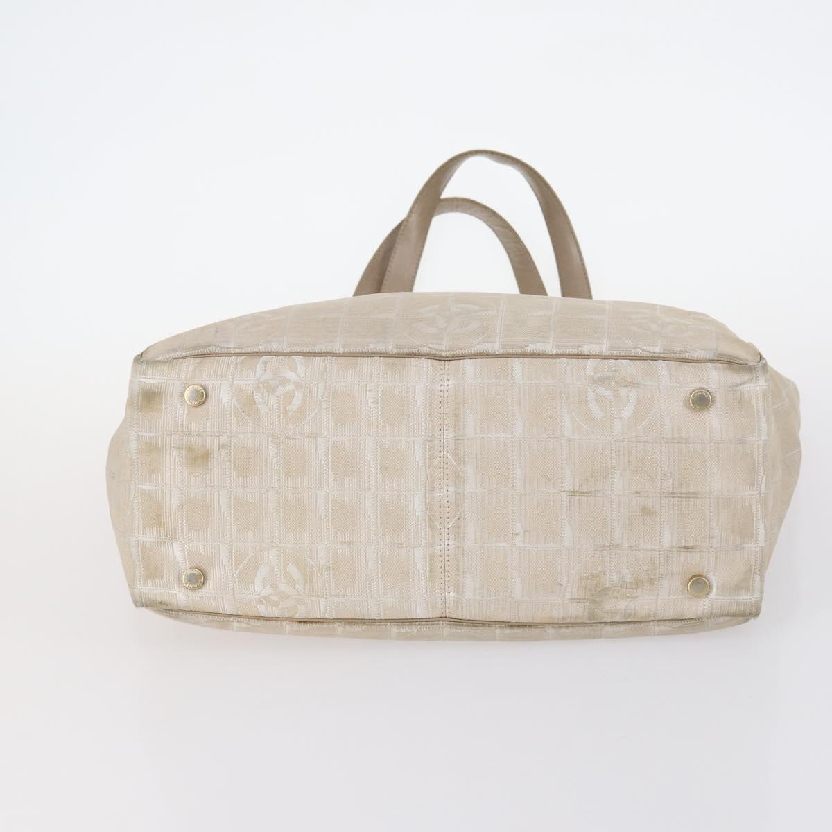 CHANEL New Travel Line Tote Bag Nylon 2Set Black Beige CC Auth 145095