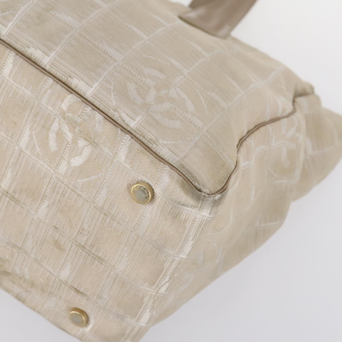 CHANEL New Travel Line Tote Bag Nylon 2Set Black Beige CC Auth 145095