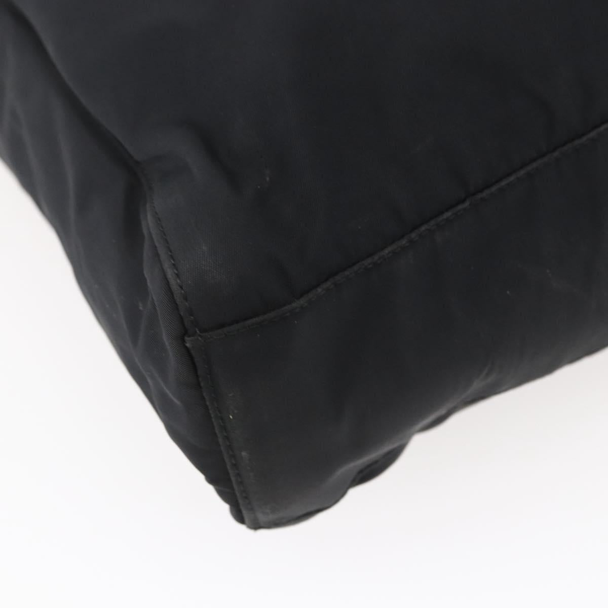 PRADA Hand Bag Nylon Black Silver Auth 145124