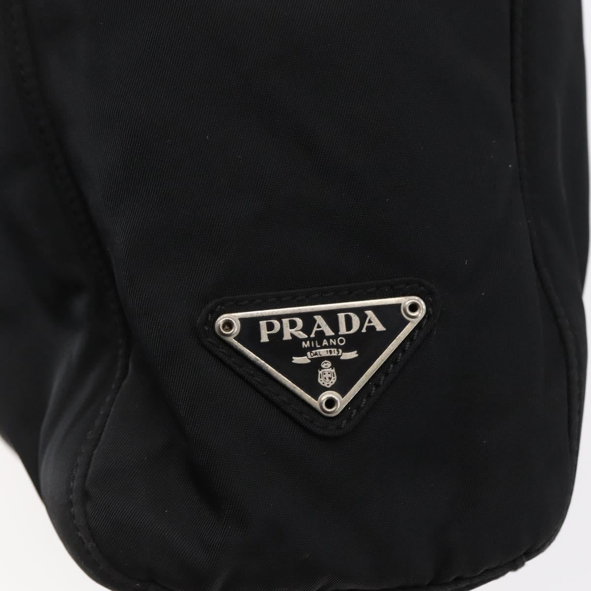 PRADA Hand Bag Nylon Black Silver Auth 145124