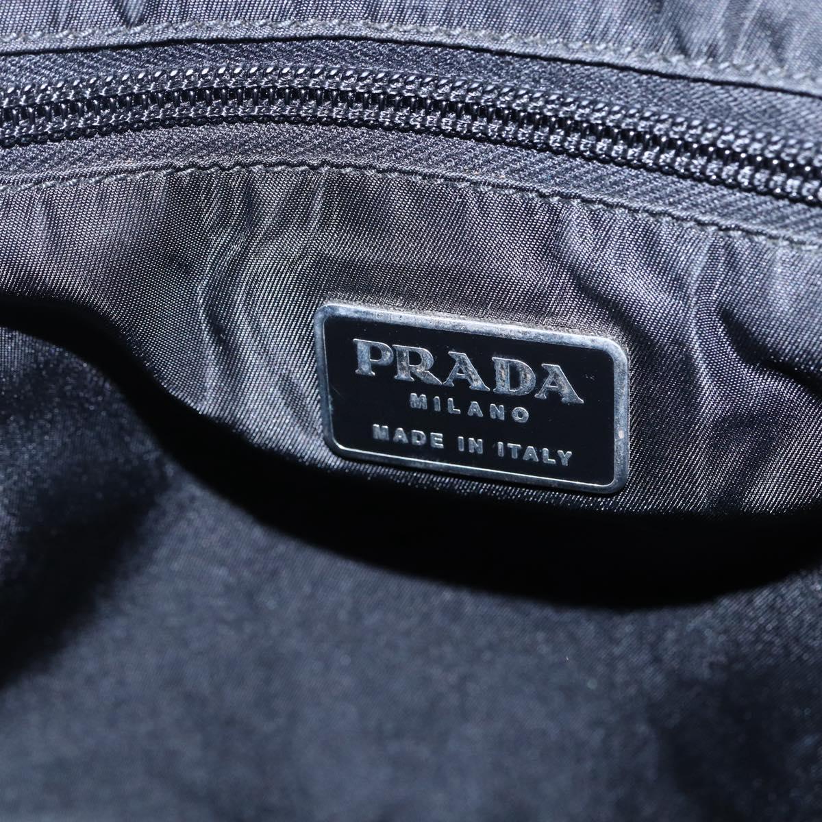 PRADA Hand Bag Nylon Black Silver Auth 145124