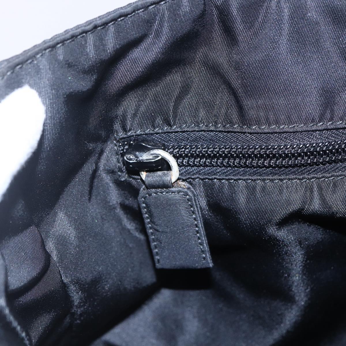 PRADA Hand Bag Nylon Black Silver Auth 145124
