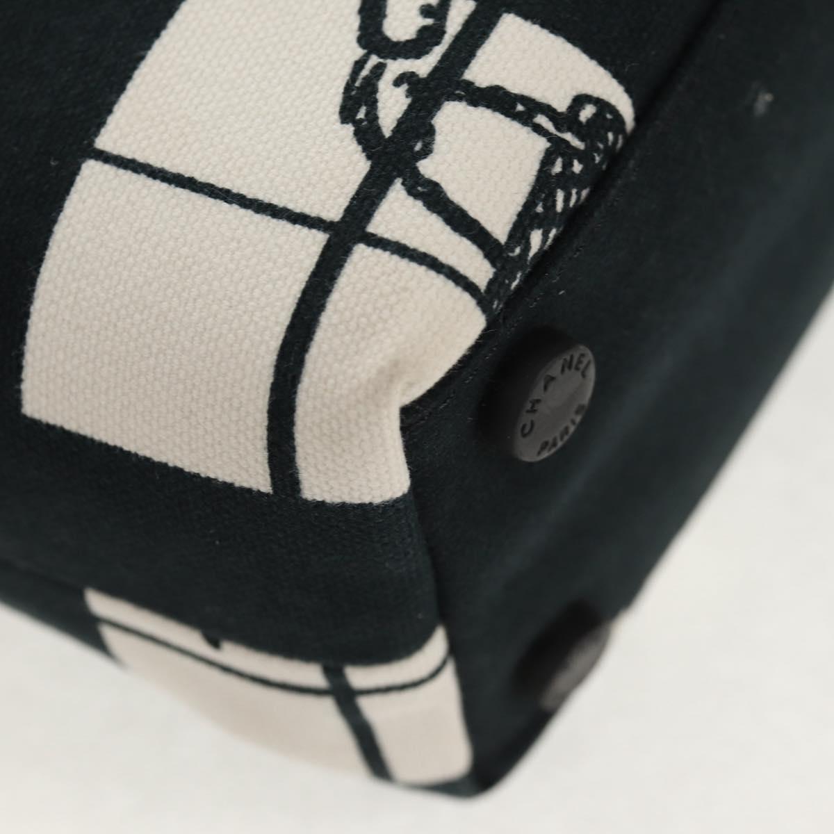 CHANEL Tote Bag Canvas Black Gold CC Auth 145125V