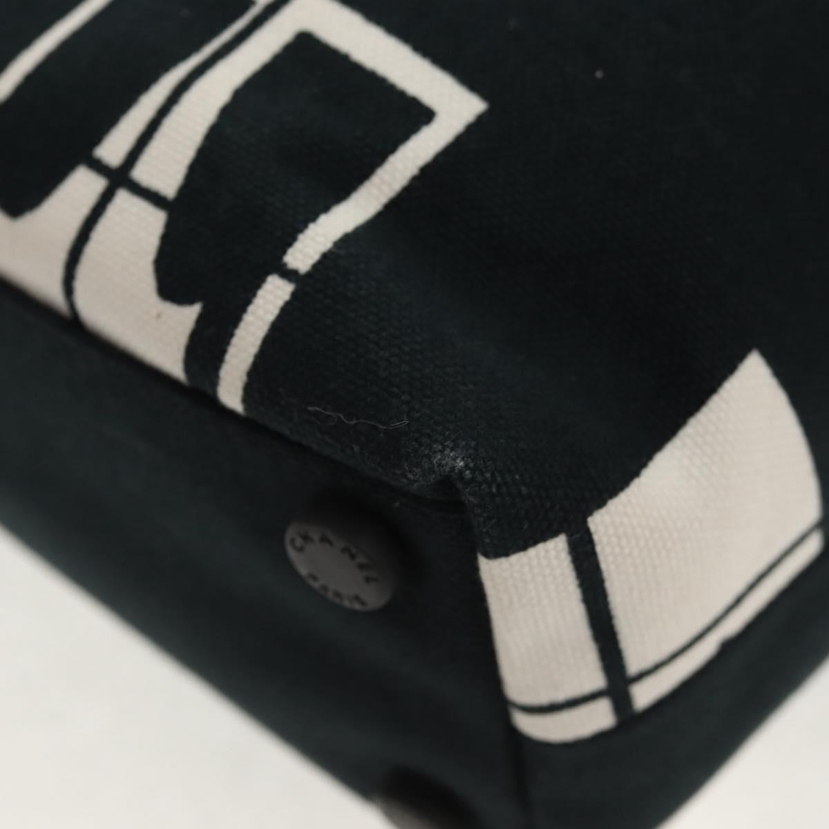 CHANEL Tote Bag Canvas Black Gold CC Auth 145125V