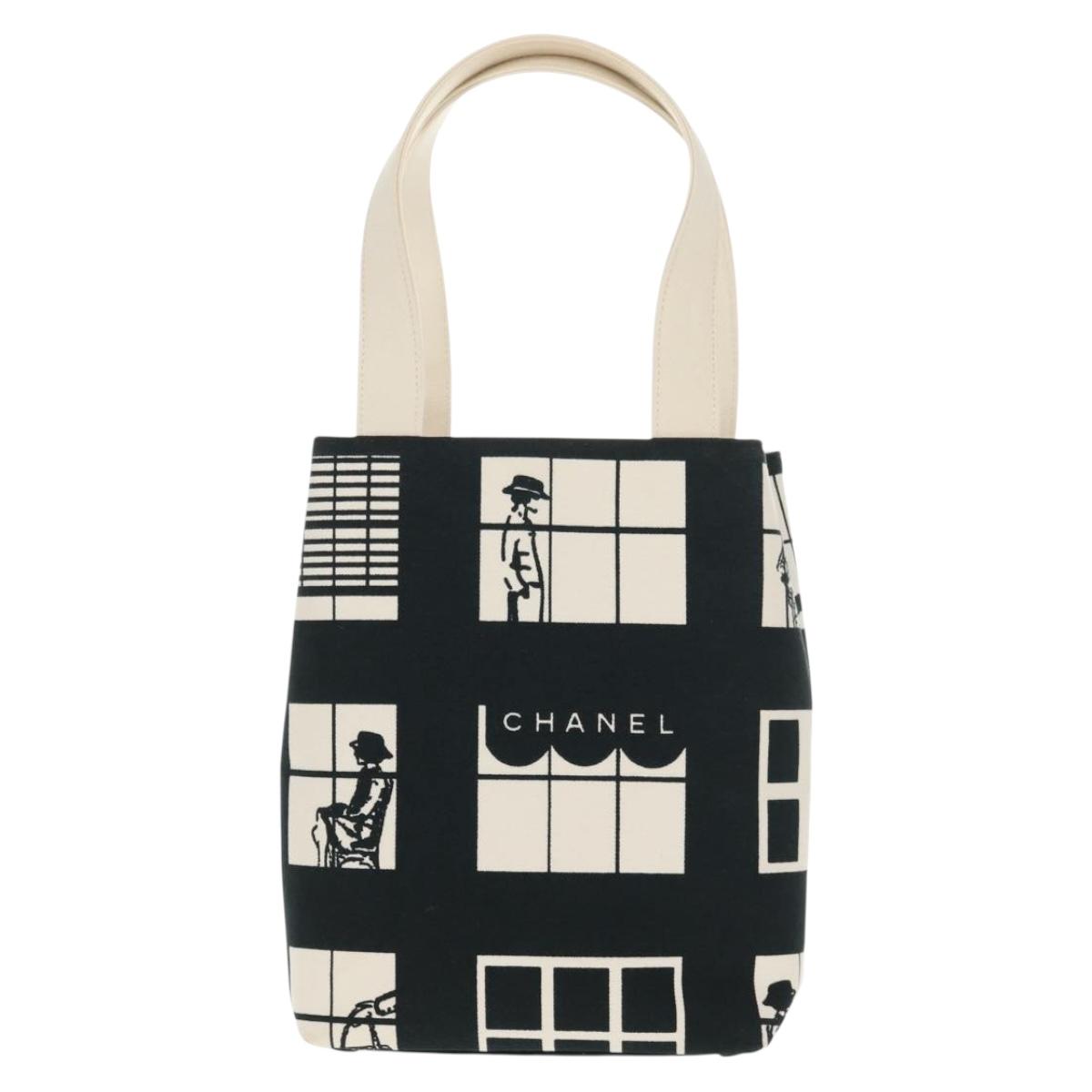CHANEL Tote Bag Canvas Black Gold CC Auth 145125V
