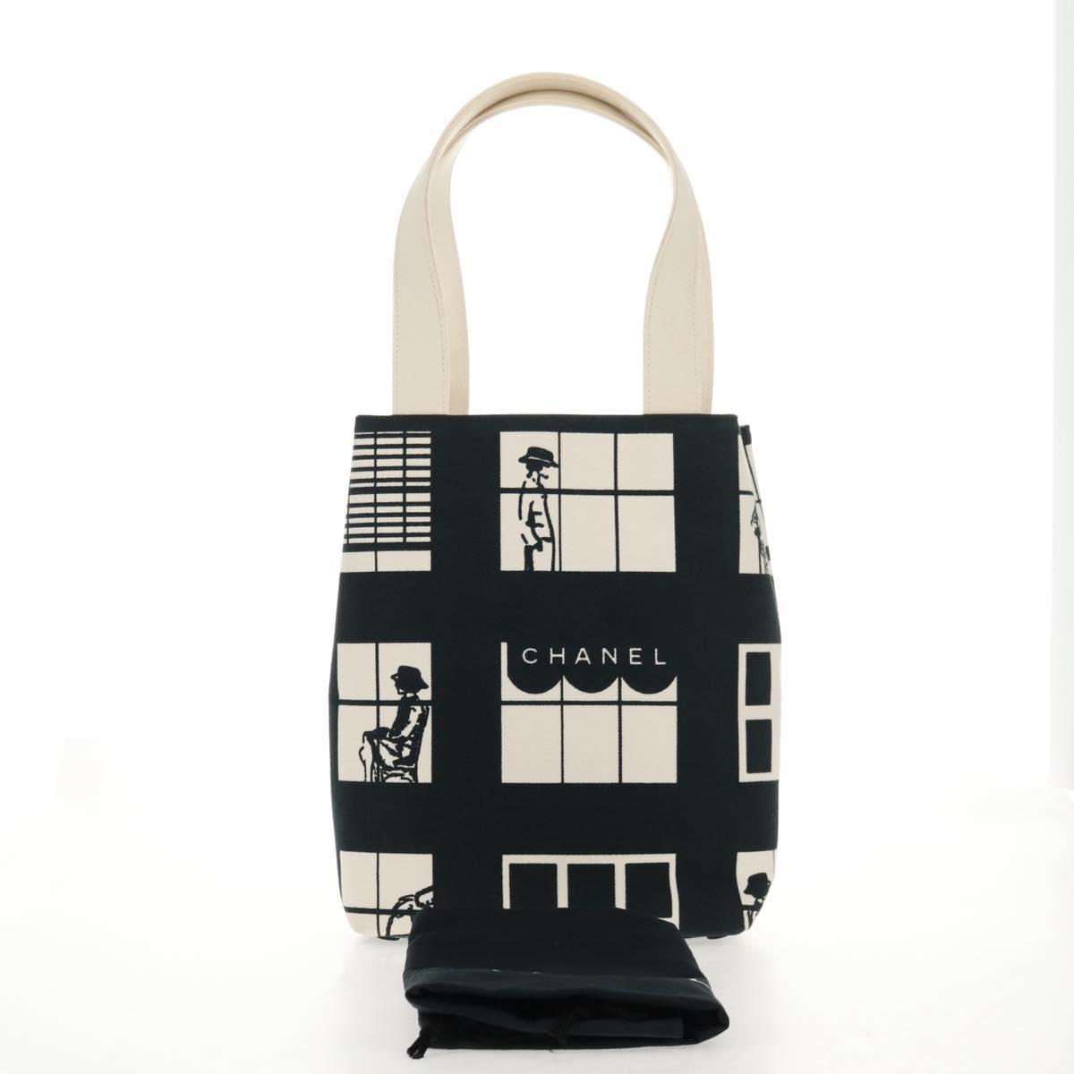 CHANEL Tote Bag Canvas Black Gold CC Auth 145125V