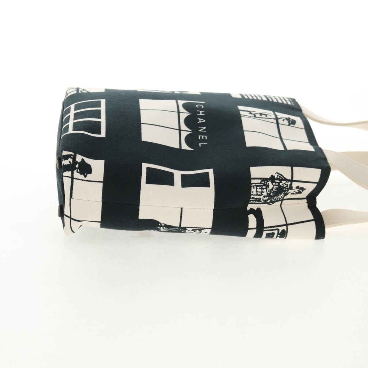 CHANEL Tote Bag Canvas Black Gold CC Auth 145125V