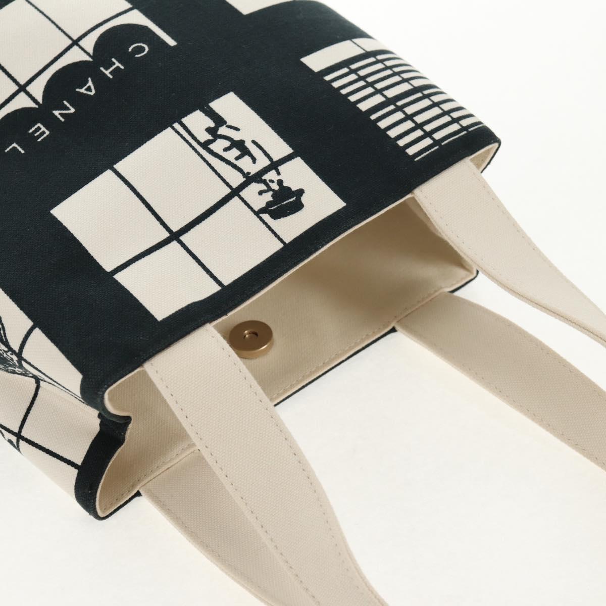 CHANEL Tote Bag Canvas Black Gold CC Auth 145125V