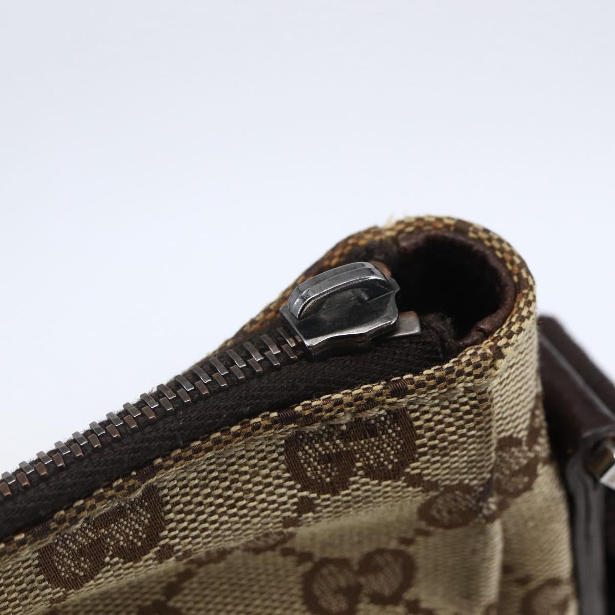 GUCCI GG Canvas Shoulder Bag Beige Silver 114273 Auth 145126