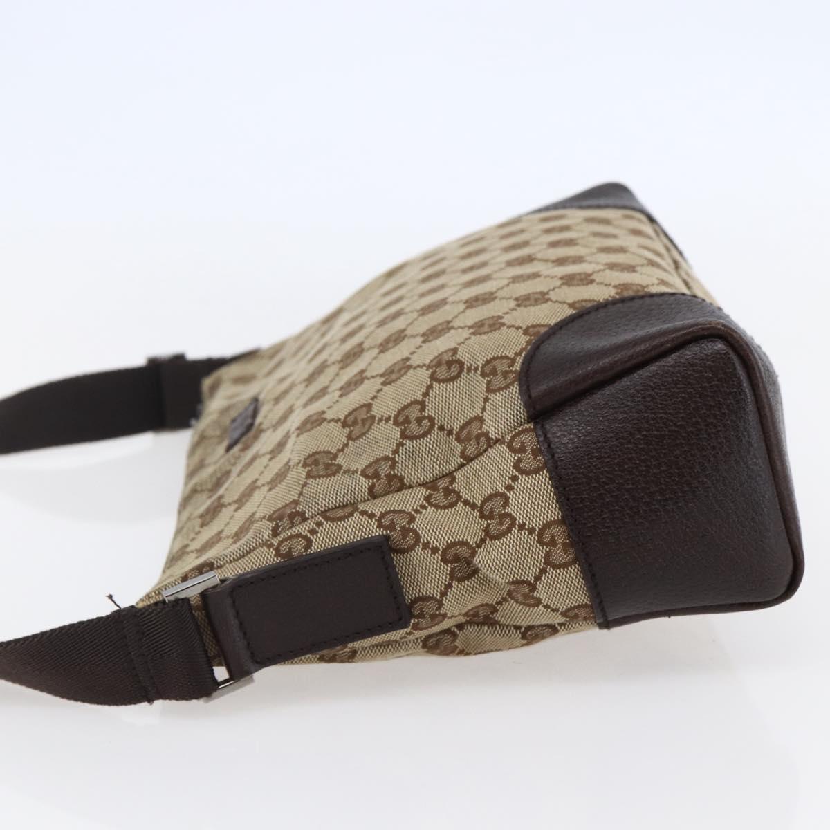GUCCI GG Canvas Shoulder Bag Beige Silver 114273 Auth 145126