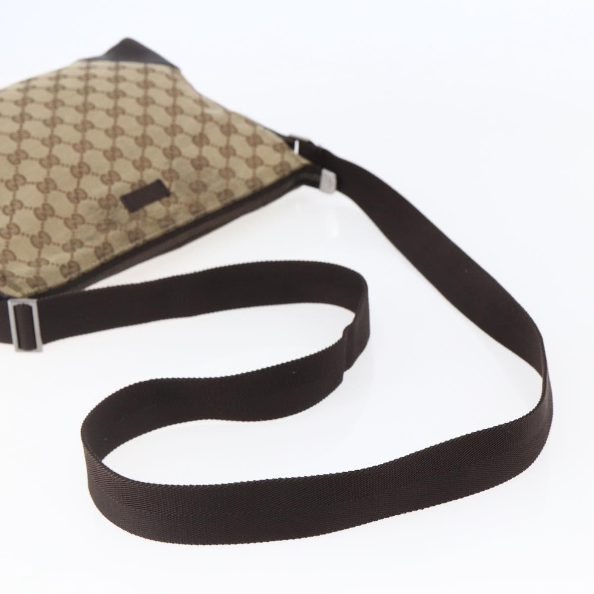 GUCCI GG Canvas Shoulder Bag Beige Silver 114273 Auth 145126