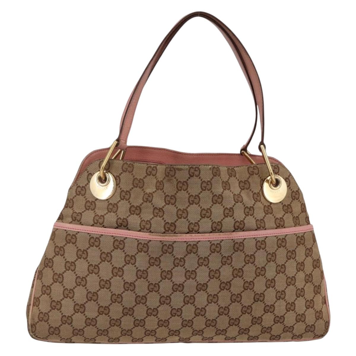 GUCCI GG Canvas Tote Bag Beige Gold 121023 Auth 145129