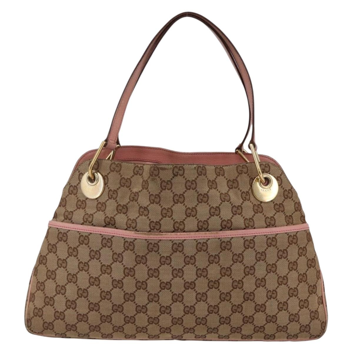 GUCCI GG Canvas Tote Bag Beige Gold 121023 Auth 145129