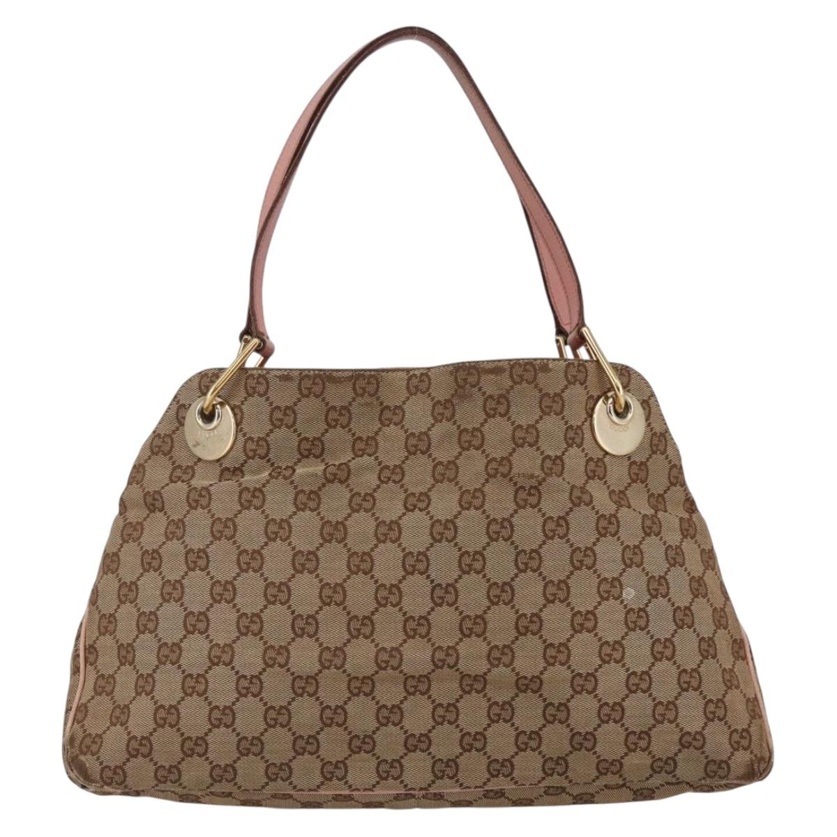 GUCCI GG Canvas Tote Bag Beige Gold 121023 Auth 145129