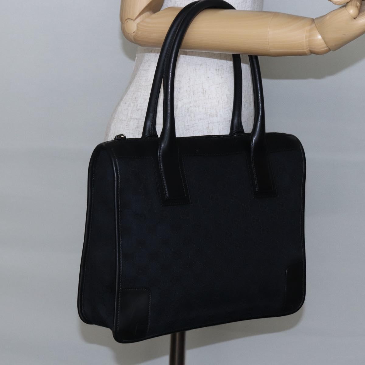 GUCCI GG Canvas Tote Bag Black Gold 000 0855 Auth 145130