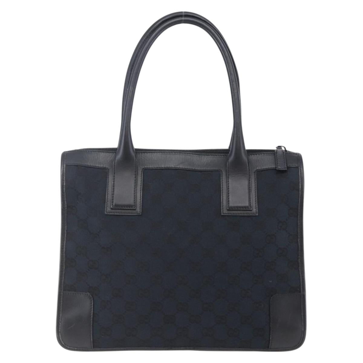 GUCCI GG Canvas Tote Bag Black Gold 000 0855 Auth 145130