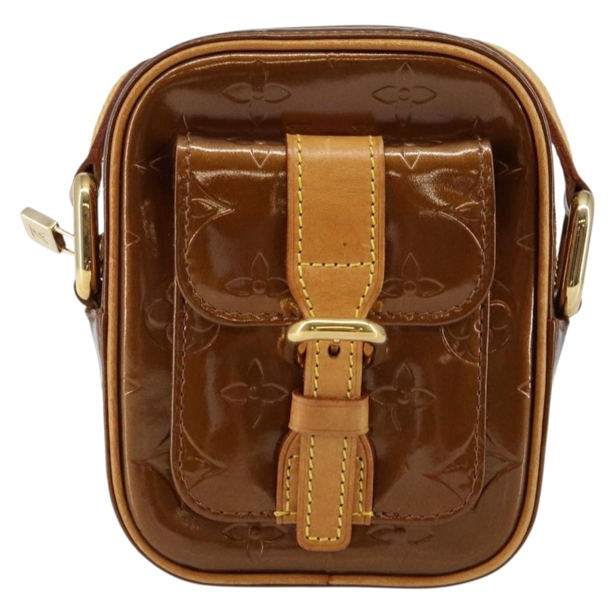 LOUIS VUITTON Monogram Vernis Christie PM Shoulder Bag Bronze M91111 Auth 145131
