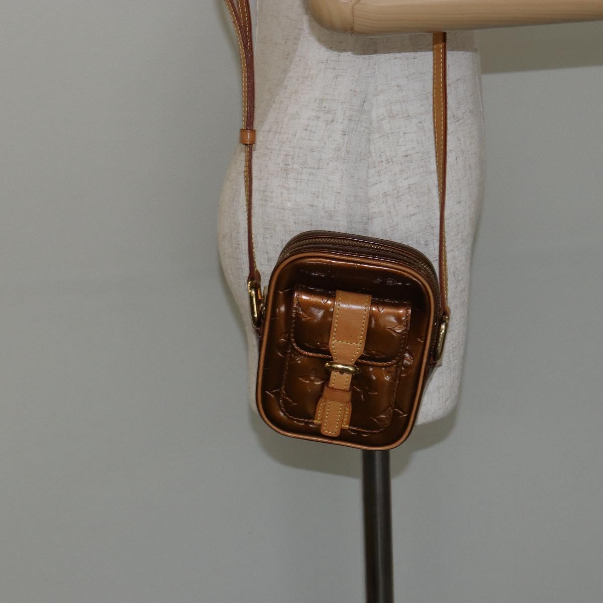 LOUIS VUITTON Monogram Vernis Christie PM Shoulder Bag Bronze M91111 Auth 145131