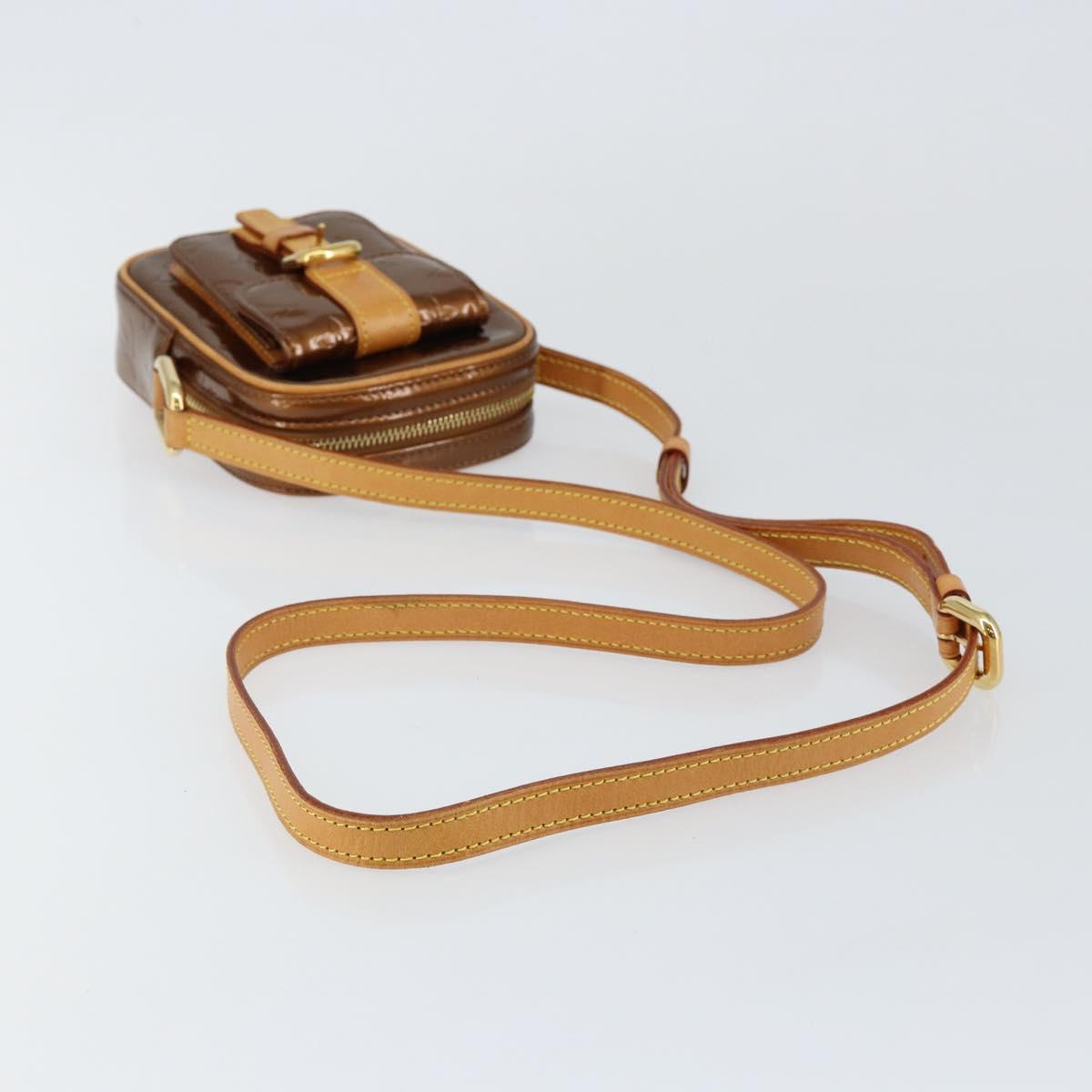 LOUIS VUITTON Monogram Vernis Christie PM Shoulder Bag Bronze M91111 Auth 145131