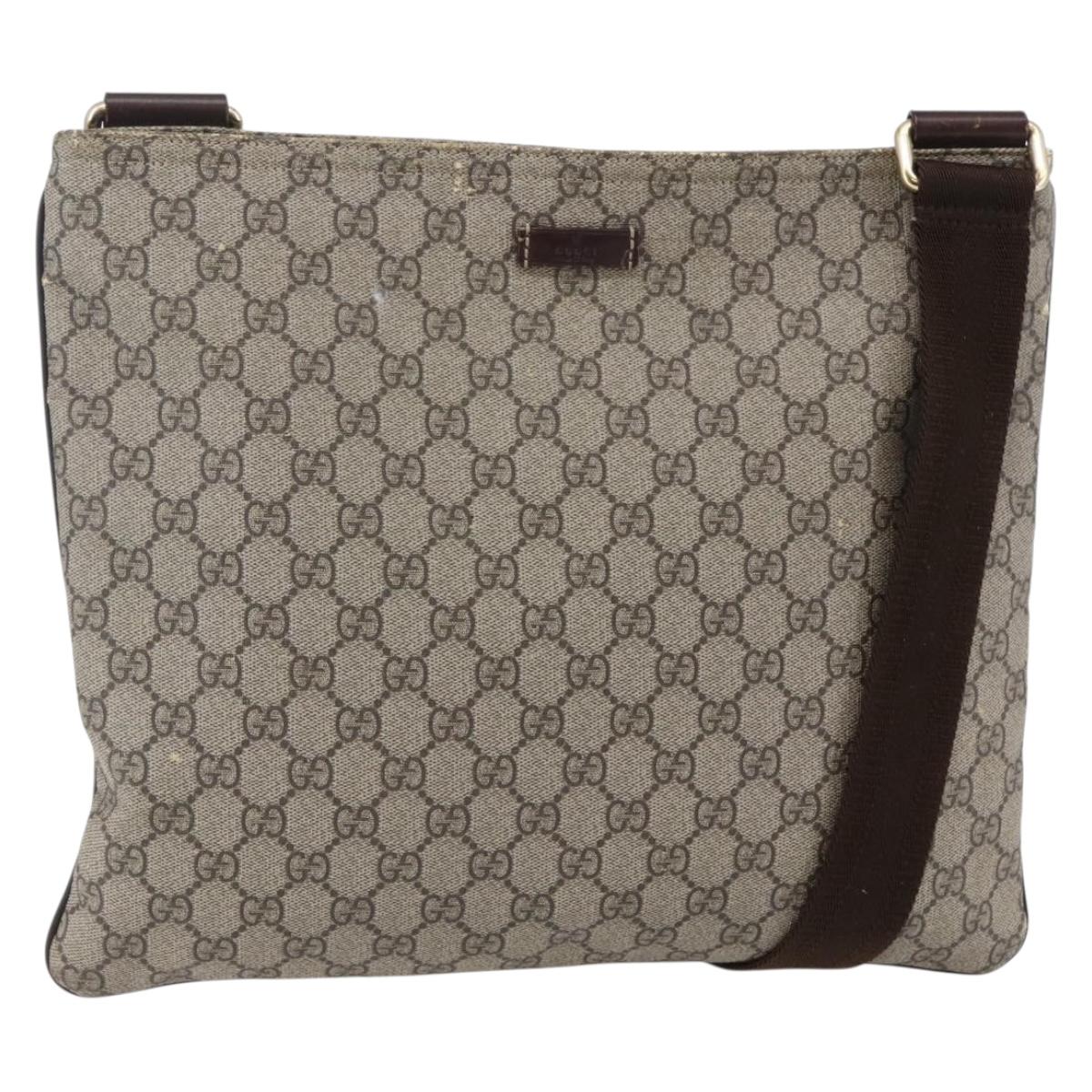 GUCCI GG Supreme Shoulder Bag PVC Beige Gold 201446 Auth 145148