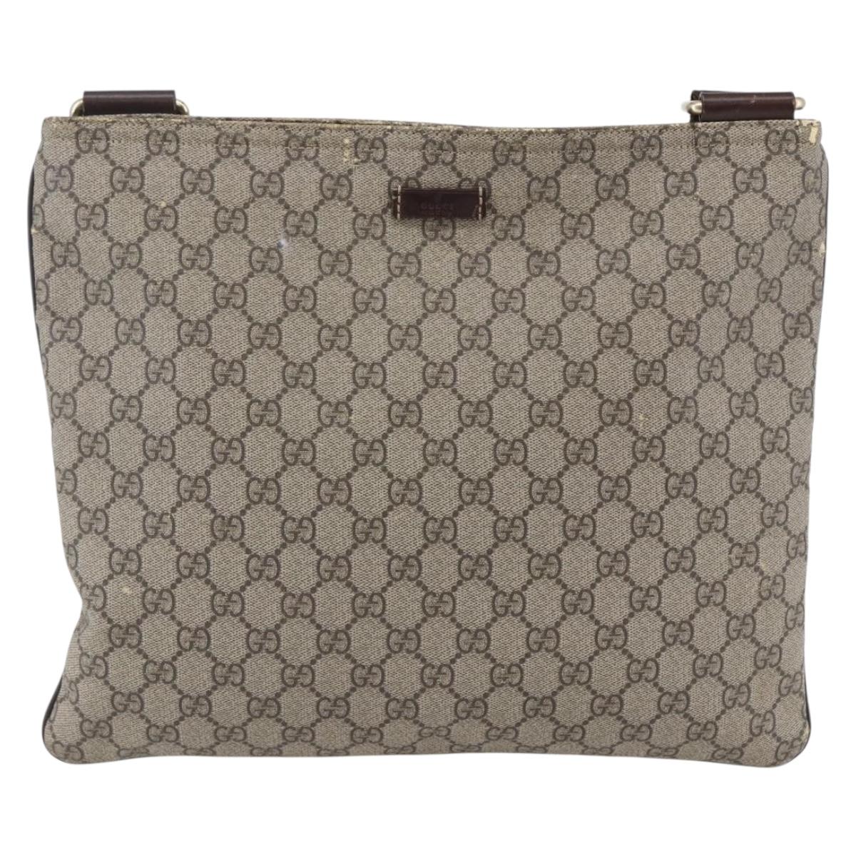GUCCI GG Supreme Shoulder Bag PVC Beige Gold 201446 Auth 145148