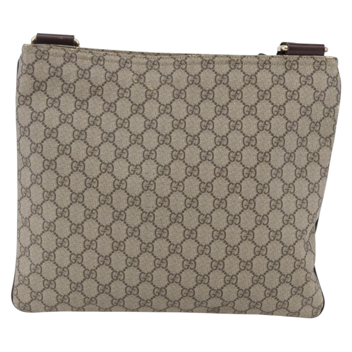 GUCCI GG Supreme Shoulder Bag PVC Beige Gold 201446 Auth 145148