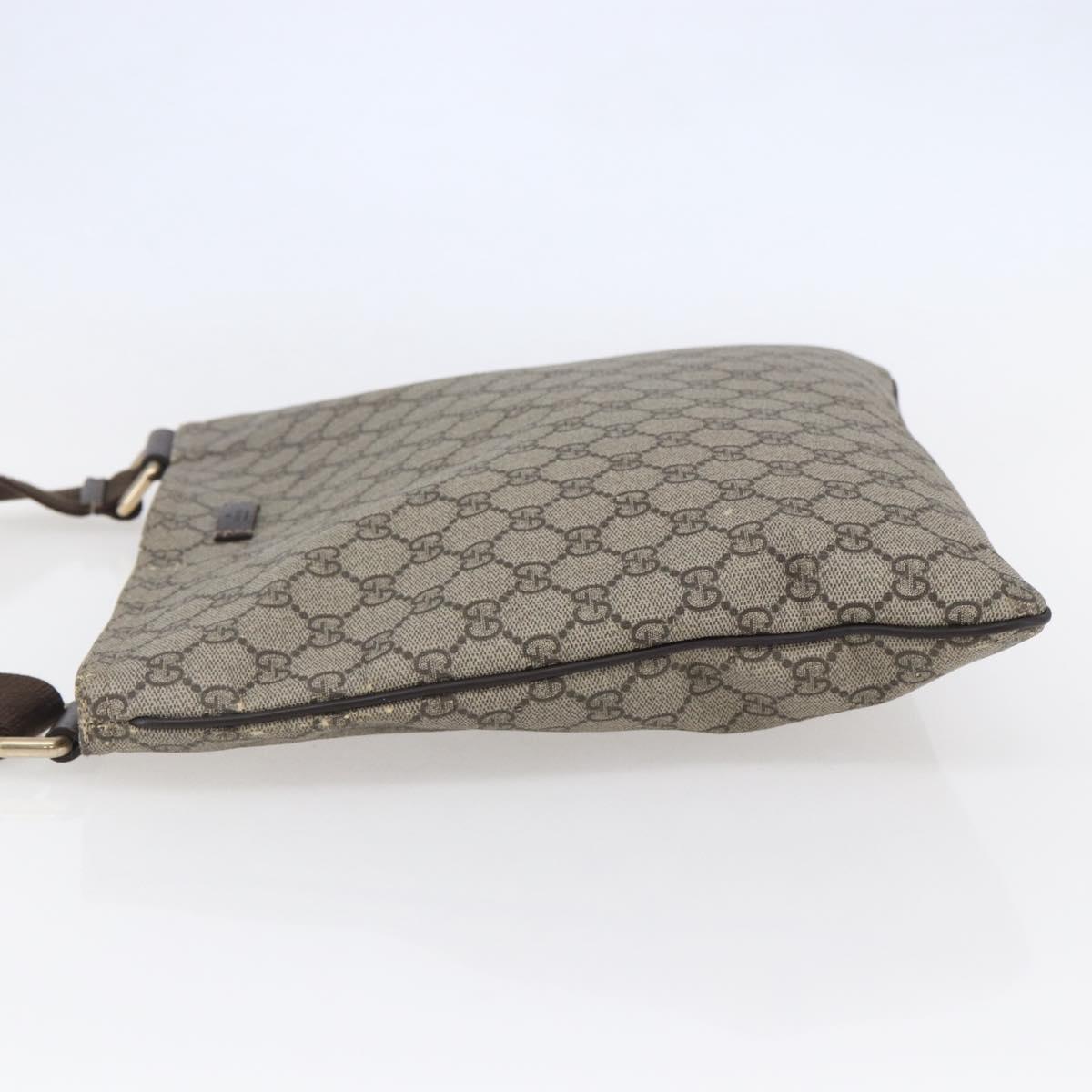 GUCCI GG Supreme Shoulder Bag PVC Beige Gold 201446 Auth 145148