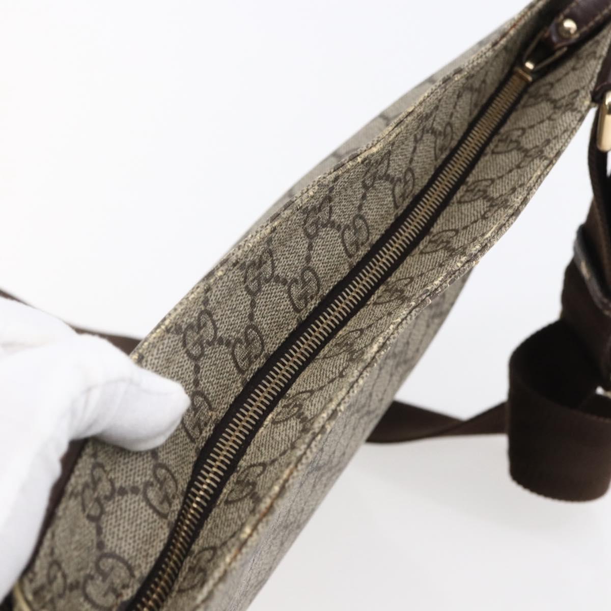 GUCCI GG Supreme Shoulder Bag PVC Beige Gold 201446 Auth 145148