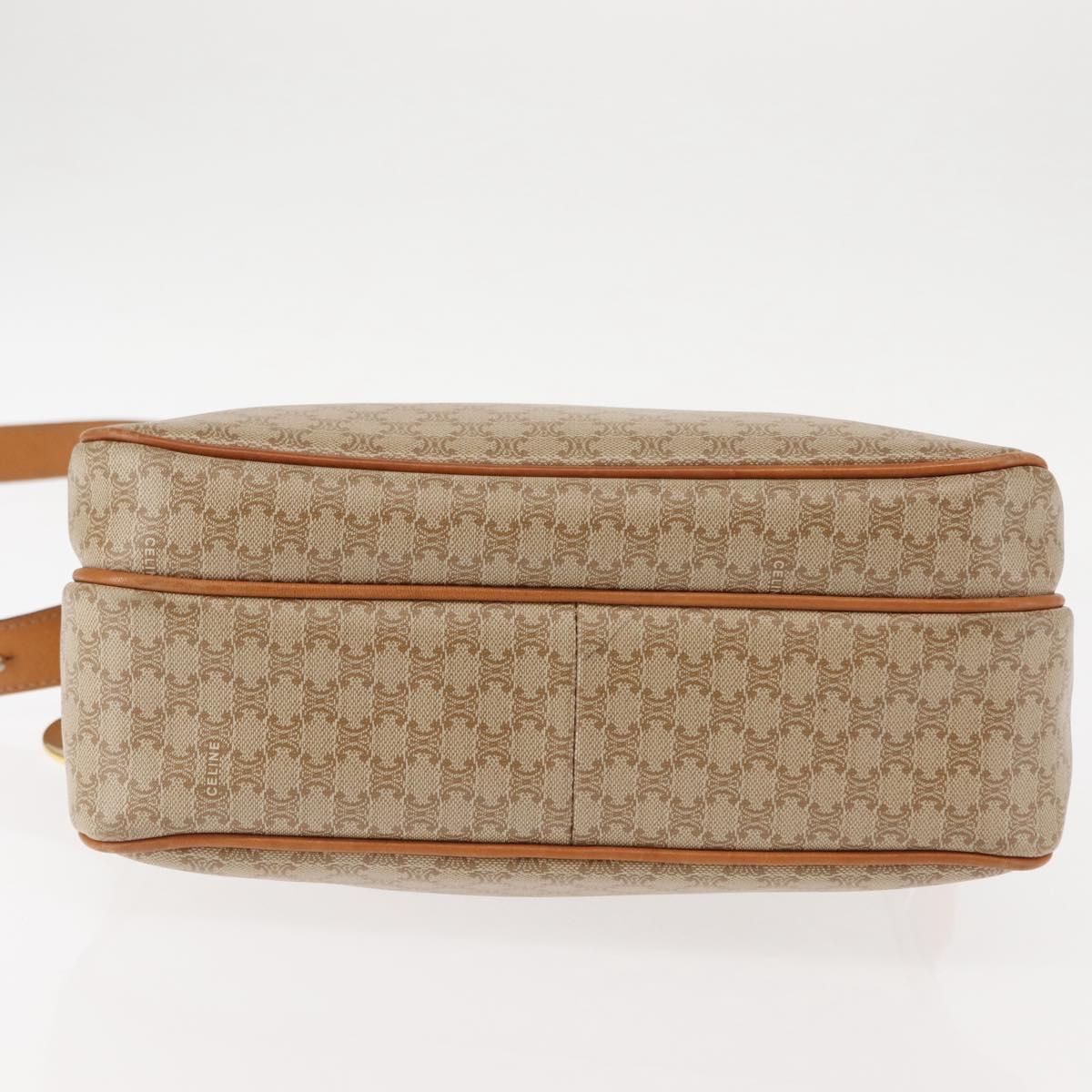 CELINE Macadam Canvas Shoulder Bag PVC Beige Gold Auth 145149