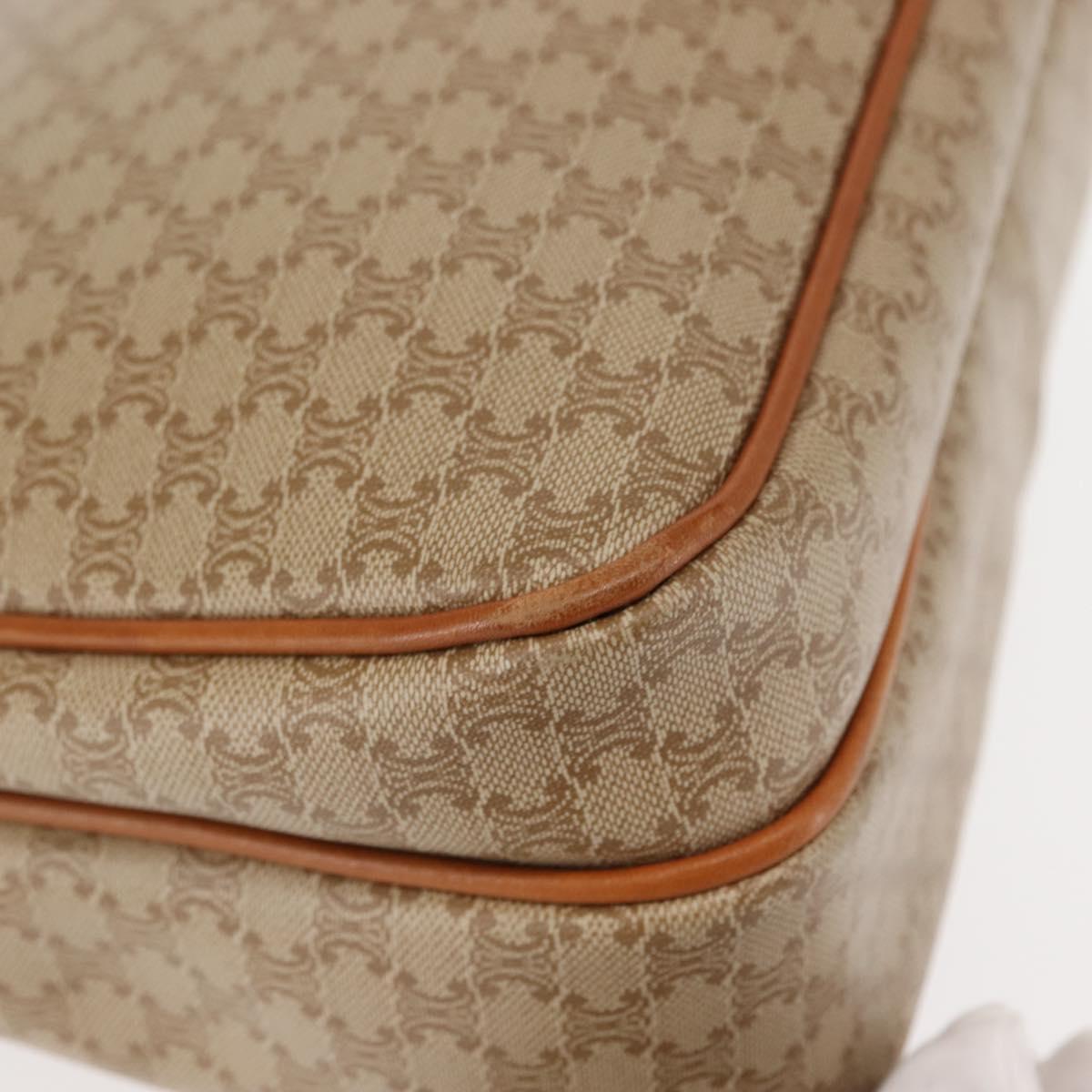 CELINE Macadam Canvas Shoulder Bag PVC Beige Gold Auth 145149