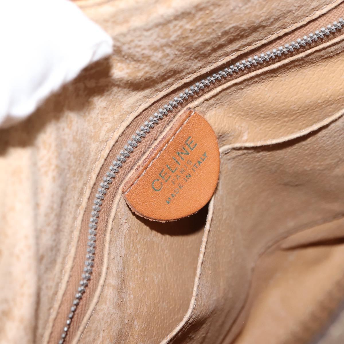 CELINE Macadam Canvas Shoulder Bag PVC Beige Gold Auth 145149