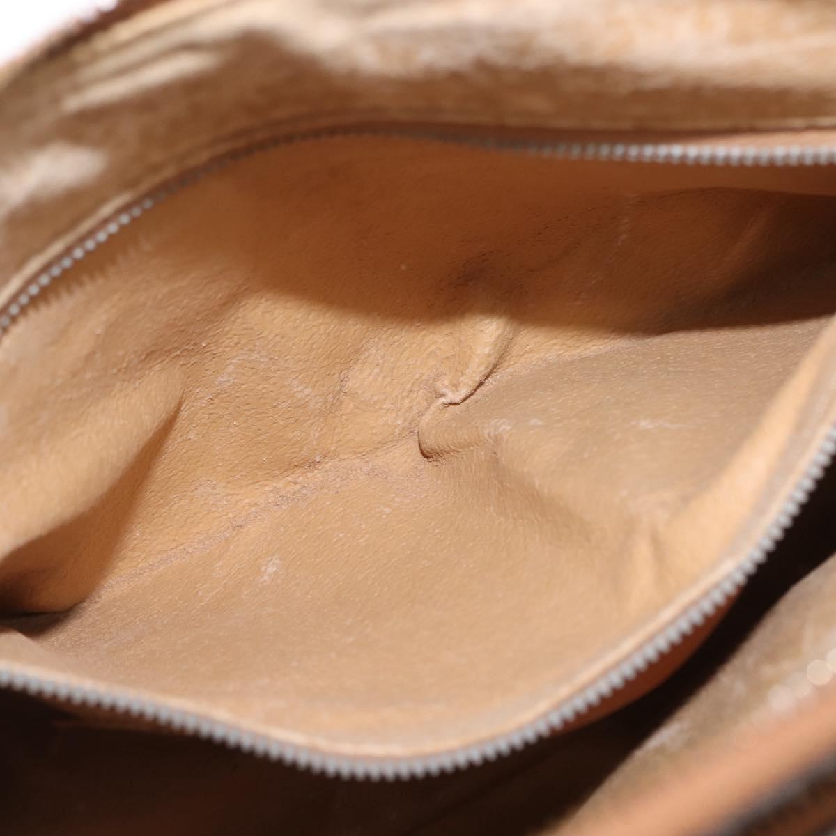 CELINE Macadam Canvas Shoulder Bag PVC Beige Gold Auth 145149