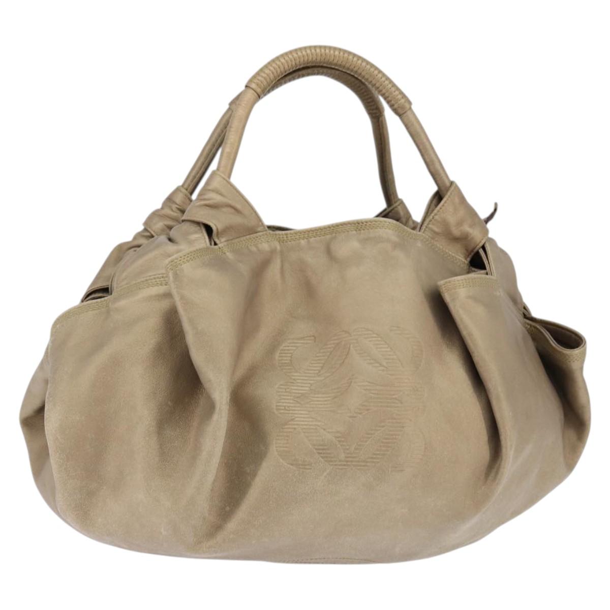 LOEWE Anagram Nappa Aire Hand Bag Leather Gold Auth 145155