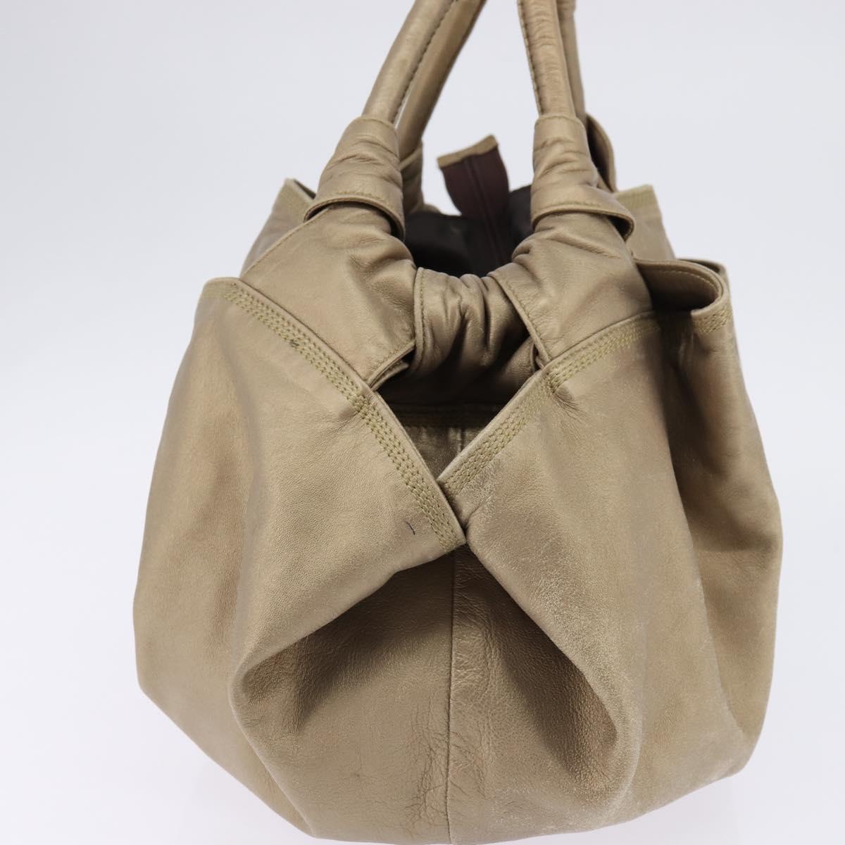 LOEWE Anagram Nappa Aire Hand Bag Leather Gold Auth 145155