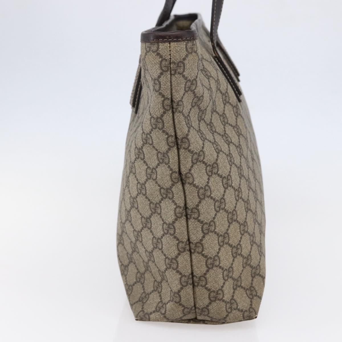 GUCCI GG Supreme Tote Bag PVC Beige Silver 211137 Auth 145157