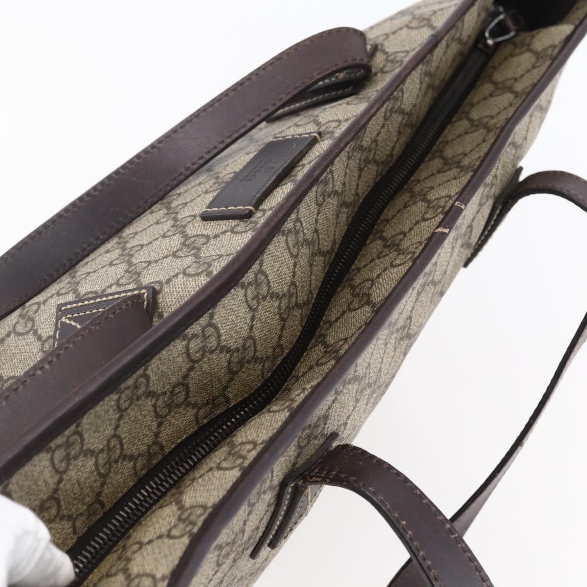 GUCCI GG Supreme Tote Bag PVC Beige Silver 211137 Auth 145157