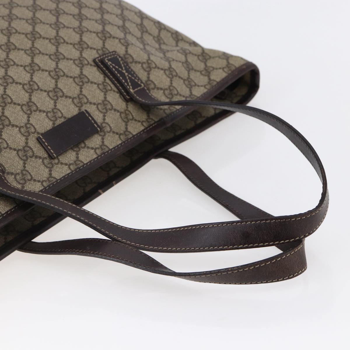 GUCCI GG Supreme Tote Bag PVC Beige Silver 211137 Auth 145157